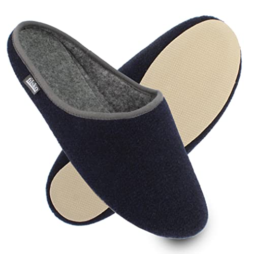 filsko® - Hausschuhe Herren - Hausschuhe Damen - Filzpantoffeln - Perfekt bei kalten Fußböden - Dicke Filzlaufsohle - Federleicht nur 85g - Blau - 43 EU von filsko