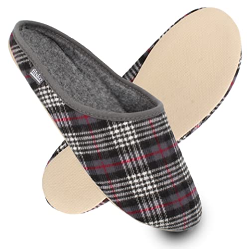 filsko® - Hausschuhe Herren - Hausschuhe Damen - Filzpantoffeln - Perfekt bei kalten Fußböden - Dicke Filzlaufsohle - Federleicht nur 85g - Grau kariert - 44 EU von filsko