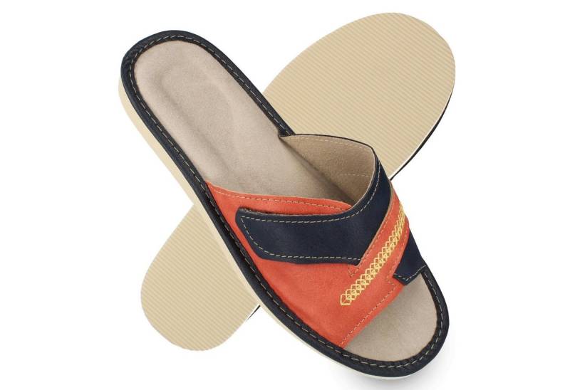 filsko Beja offene Pantoletten Damen Hausschuh dekorativer Klettverschluss von filsko