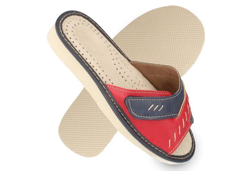 filsko Beja offene Pantoletten Damen Hausschuh dekorativer Klettverschluss von filsko