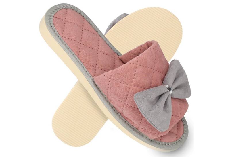 filsko Caudry Damen Hausschuh Schleife, Steppmuster, Samt-Optik von filsko