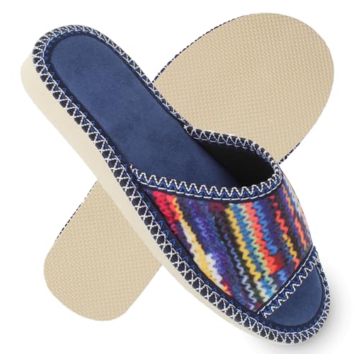 filsko Damen Hausschuhe mit buntem abstraktem Muster Vandel | offene Variante | aus Textilstoff | leicht am Fuß | farbenfroh | EU-Schuhgröße 39 von filsko