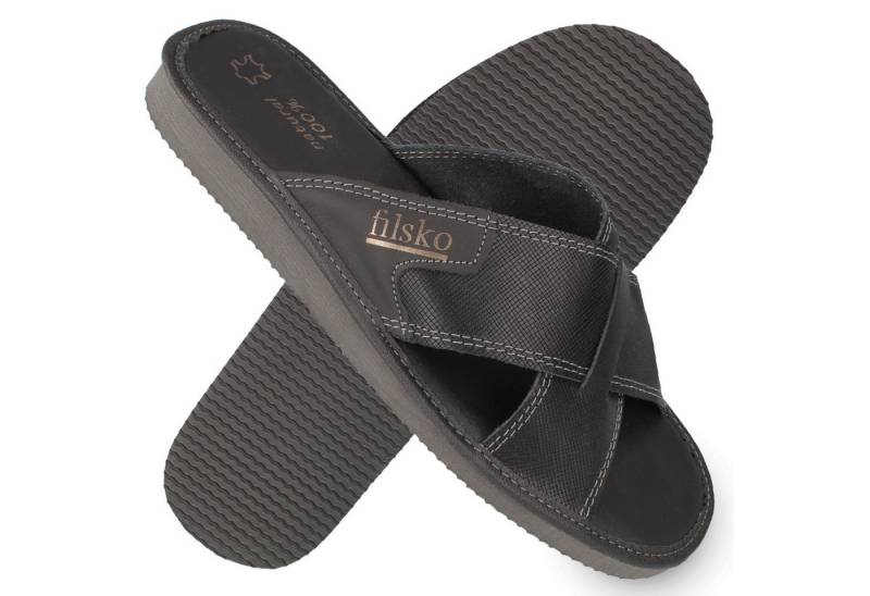 filsko Filsum Herren Leder Pantolette Überkreuz-Design, Echtleder, offene Slipper von filsko