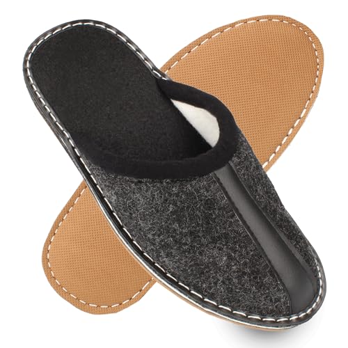 filsko Hausschuhe Herren - Pantoffeln - Lederstreifen - Ogre EVA Laufsohle - Größe 47 von filsko