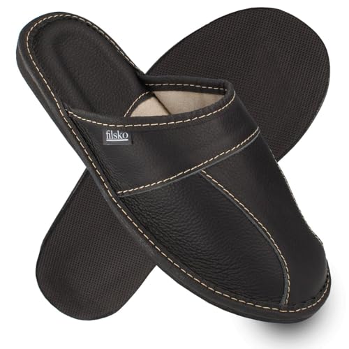 filsko Hausschuhe Herren - Pantoffeln - Trakai EVA Laufsohle - Schwarz - atmungsaktiv - Größe 45 von filsko
