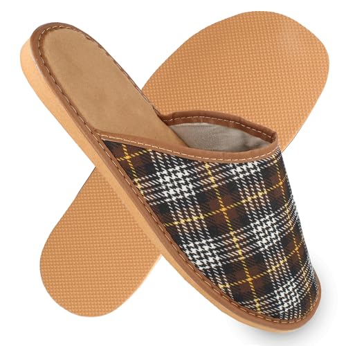 filsko Hausschuhe Herren - Pantoffeln - Vejen EVA Laufsohle - Kariert - atmungsaktiv - Braun - Größe 42 von filsko