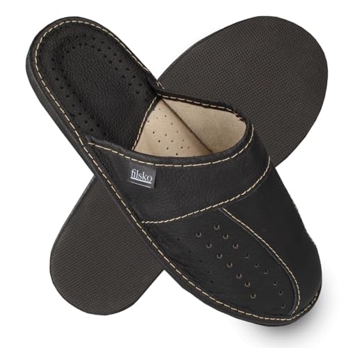 filsko Hausschuhe Herren - Pantoffeln - Wolmar EVA Laufsohle - Schwarz - mit Lüfftungslöchern - Größe 45 von filsko