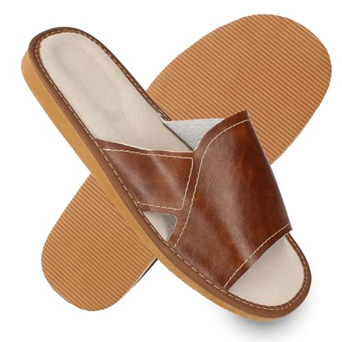 filsko Hausschuhe Herren - Pantoffeln aus Leder - Potenza EVA Laufsohle - Braun - Größe 43 von filsko