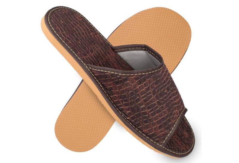 filsko Hausschuhe für Herren Schlangenhaut-Muster Samt Optik Hausschuh (1 Paar, Rutschhemmende EVA Sohle) Zum Schlupfen, mit edler-Samt-Optik von filsko