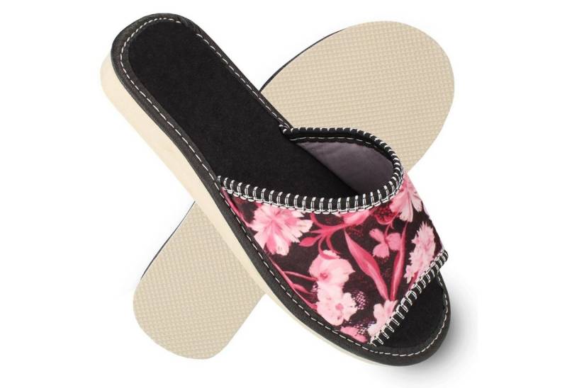 filsko Karup offene Pantoletten Damen Hausschuh Blätter- oder Blumenmuster von filsko