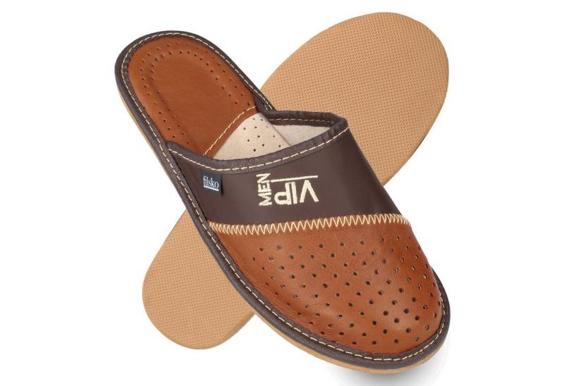 filsko Monaco VIP MEN Leder Hausschuhe für Herren Hausschuh bis Gr. 50 von filsko