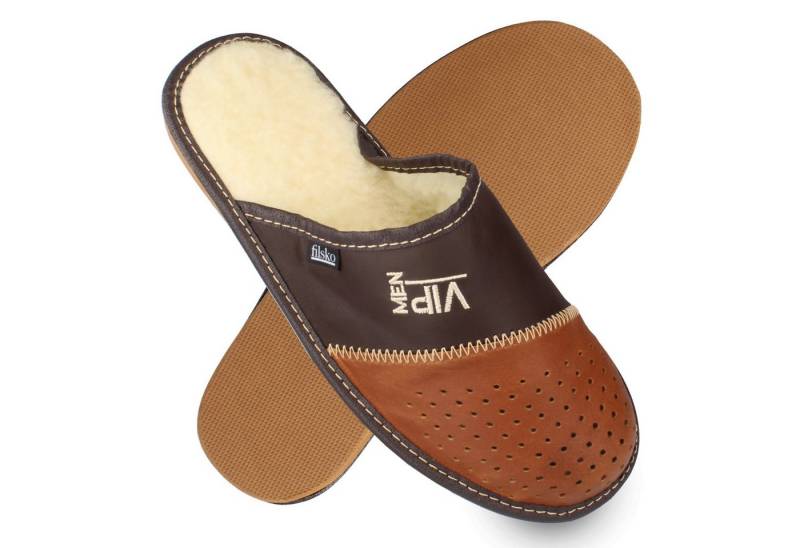 filsko Monaco VIP MEN Leder Hausschuhe für Herren Hausschuh bis Gr. 50 von filsko