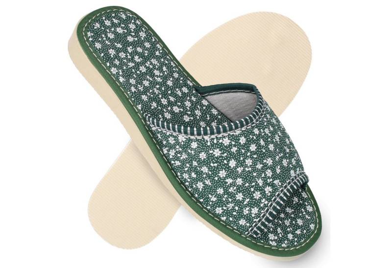 filsko Ronse Damen Hausschuh (1 Paar, EVA Laufsohle) Blumenmuster, zum Schlupfen, Open-Toe von filsko