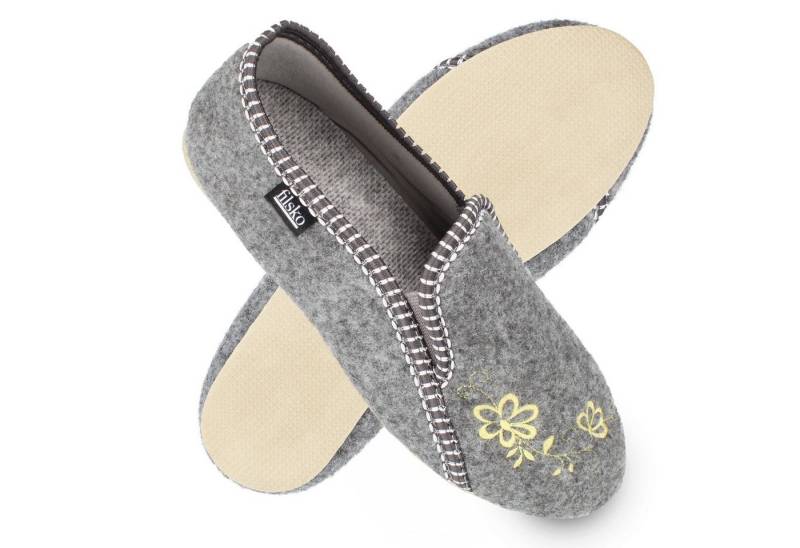 filsko Rosendaal Damen Ballerina Hausschuh mit Stickereien von filsko