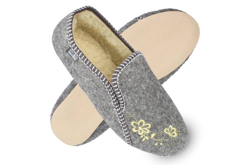 filsko Rosendaal Damen Ballerina Hausschuh mit Stickereien von filsko