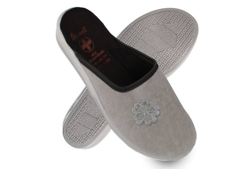 filsko Talsi Damen Hausschuh Samtmaterial mit Blumen-Stickerei von filsko