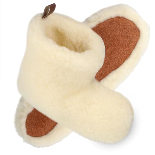 filsko Wollsocken Hausschuhe Unisex | in weiß Nordkapp | Winterhausschuhe aus Schafwolle | Komfortweite K | Damen, Herren | EU-Schuhgröße 38 von filsko