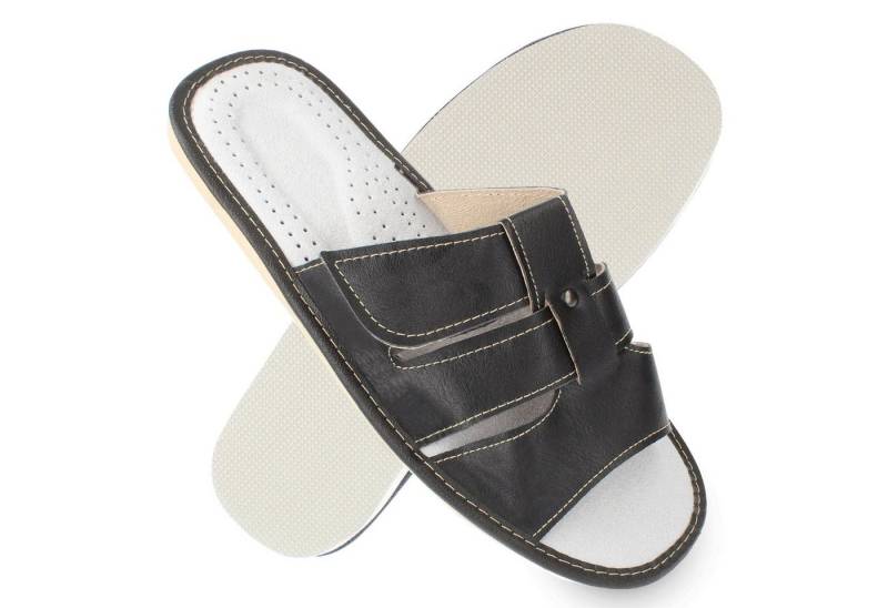 filsko Zeist Herren HausSchuhe mit Klettverschluss schwarz Hausschuh von filsko