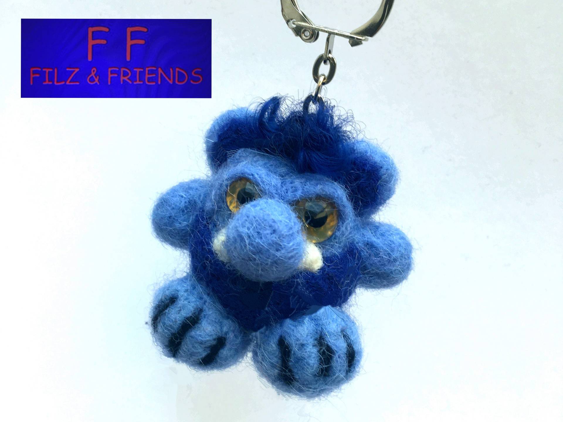 Monster Schlüsselanhänger, Haariger Blauling Monster Schlüsselanhänger, Haariger Blauling von filzundfriends