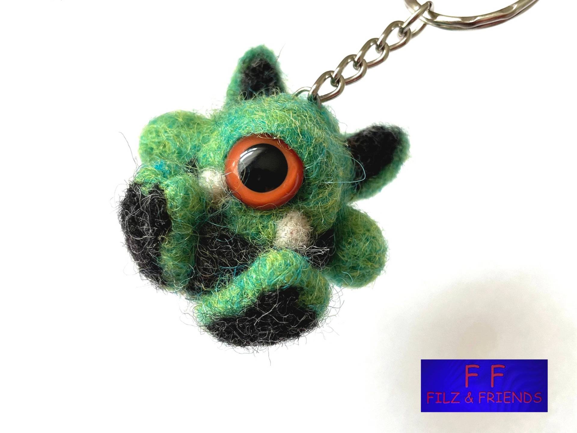 Monster Schlüsselanhänger Sitz-Grünling Monster Schlüsselanhänger Sitz-Grünling von filzundfriends