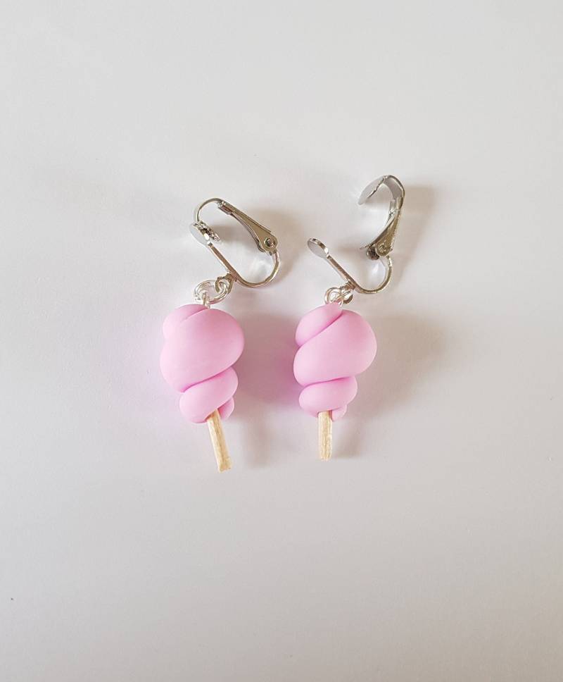 Kinderclips, Ohrclips, Zuckerwatte, Pastellohrringe, Fimo, Gourmetohrringe, Nicht Durchstochene Ohren von fimorelie