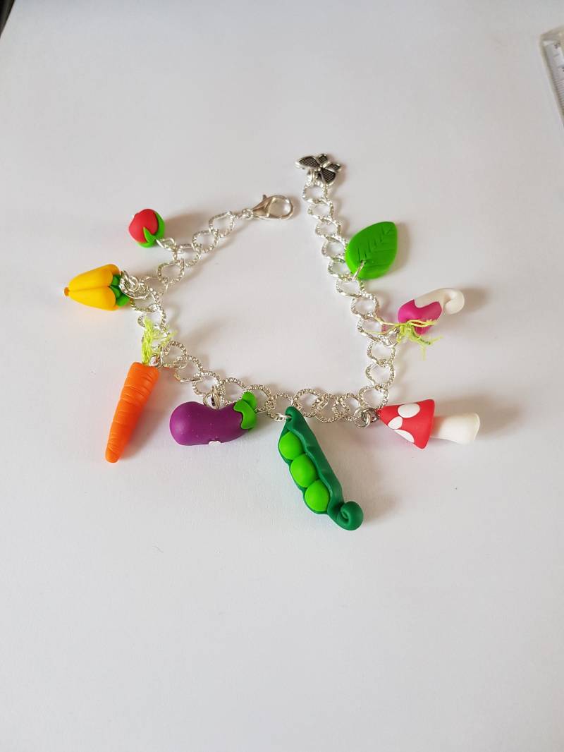 Original Armband, Gemüsearmband, Gärtner Geschenk, Gemüseschmuck, Fimo, Einzigartiges Originelles Gemüseschmuck Veganer Schmuck, Grün von fimorelie