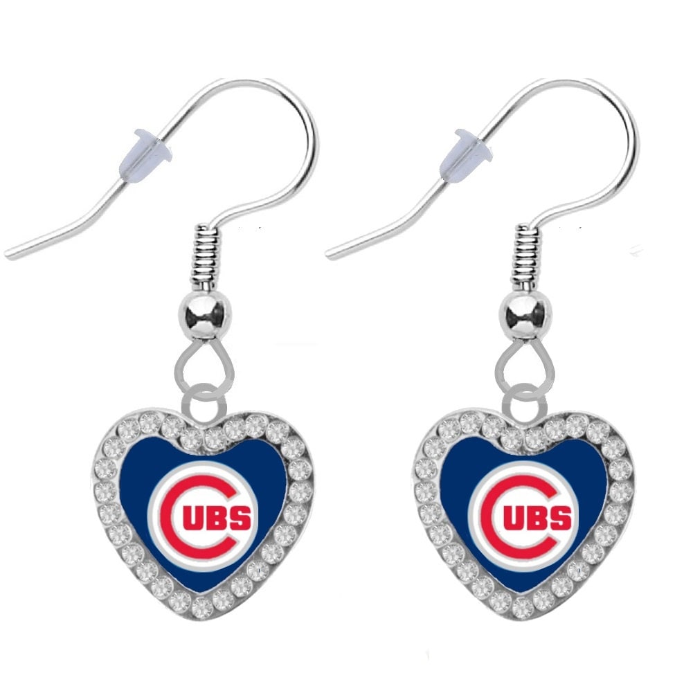Chicago Cubs Crystal Herz Ohrringe von finaltouchgiftsco