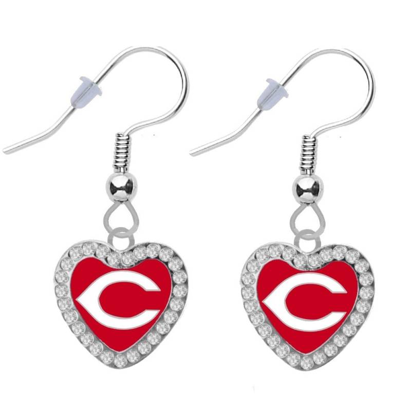Cincinnati Reds Crystal Herz Ohrringe von finaltouchgiftsco