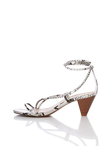 FIND Barely There Cone Heel Strappy, Damen Peeptoe Sandalen, Braun (SNAKE SNAKE), 36 EU (3 UK) von find.