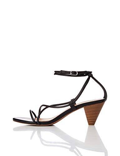 FIND Barely There Cone Heel Strappy, Damen Peeptoe Sandalen, Schwarz (BLACK BLACK), 36 EU (3 UK) von find.