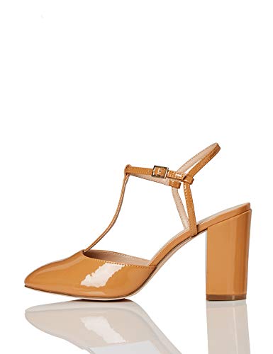 FIND Block Heel T-Bar, Pumps, Beige (Caramel), 39 EU (6 UK) von find.