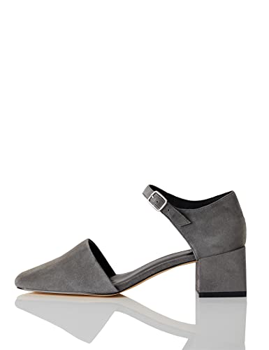 FIND Block Heel Two Part Suede, Damen Mary Jane Halbschuhe, Grau (Grey Grey), 38 EU (5 UK) von find.