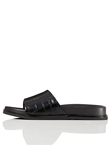 FIND Leather Mule Footbed, Offene Sandalen, Schwarz (Black Croc), 37 EU (4 UK) von find.