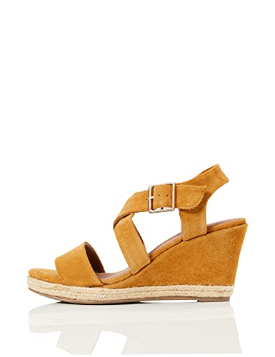 FIND Wedge Crossover Suede Espadrille, Damen Plateausandalen, Gelb (Yellow Yellow), 41 EU (8 UK) von find.