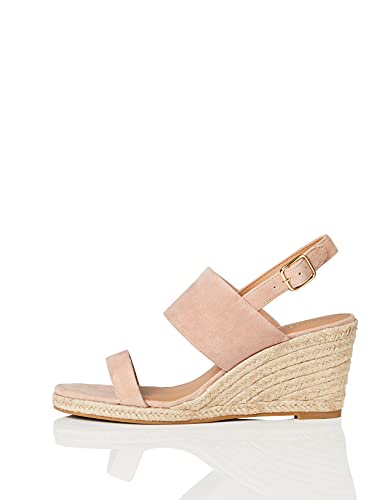 FIND Wedge Leather Espadrille, Damen Peeptoe Sandalen, Pink (PINK PINK), 41 EU (8 UK) von find.