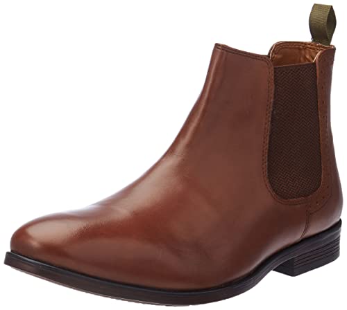 find. Chelsea Boots Herren aus Glattleder mit Blockabsatz und Lochverzierungen an den Bündchen, Braun (Chestnut),39 von find.