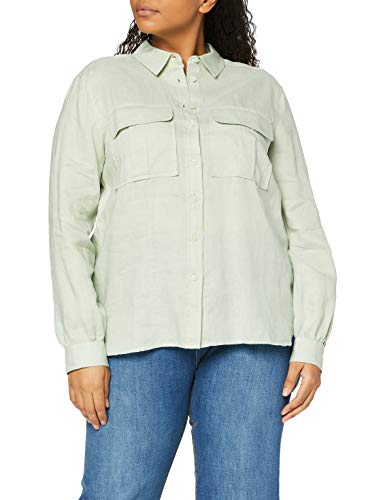 find. Damen Langärmeliges Oversized-Leinenhemd, Blau (Seafoam), 38, Label: M von find.