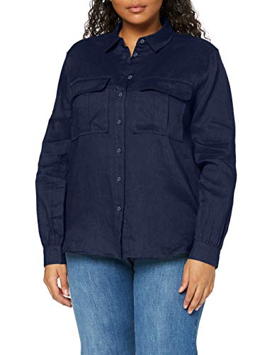 find. Damen Langärmeliges Oversized-Leinenhemd, blau (marineblau), 34, Label: XS von find.