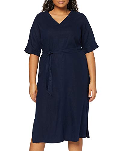 find. Damen Midi A-Linien-Kleid aus Leinen, blau (marineblau), 38, Label: M von find.