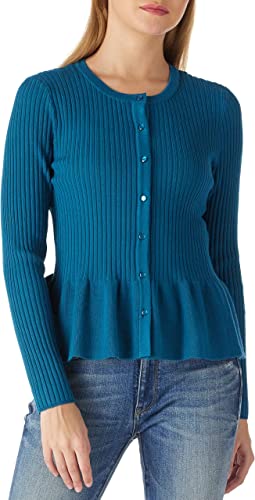 find. Damen Strickjacke Peplum Cropped Cardigan langärmelig Rundhalsausschnitt Knopfleiste Strickmantel von find.