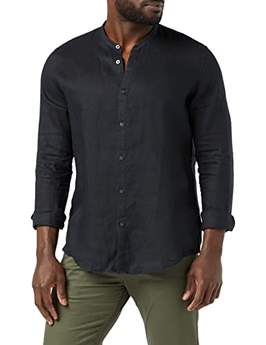 find. Herren Long Sleeve Linen Shirt Herrenhemden, Schwarz (Schwarz – 19–3911 TCX) von find.