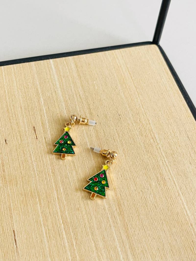 Goldene Tannenbaum Hängeohrringe Weihnachtlicher Ohrschmuck Goldschmuck Geschenk Für Sie Weihnachtsgeschenk Ohrringe Weihnachten von findkind