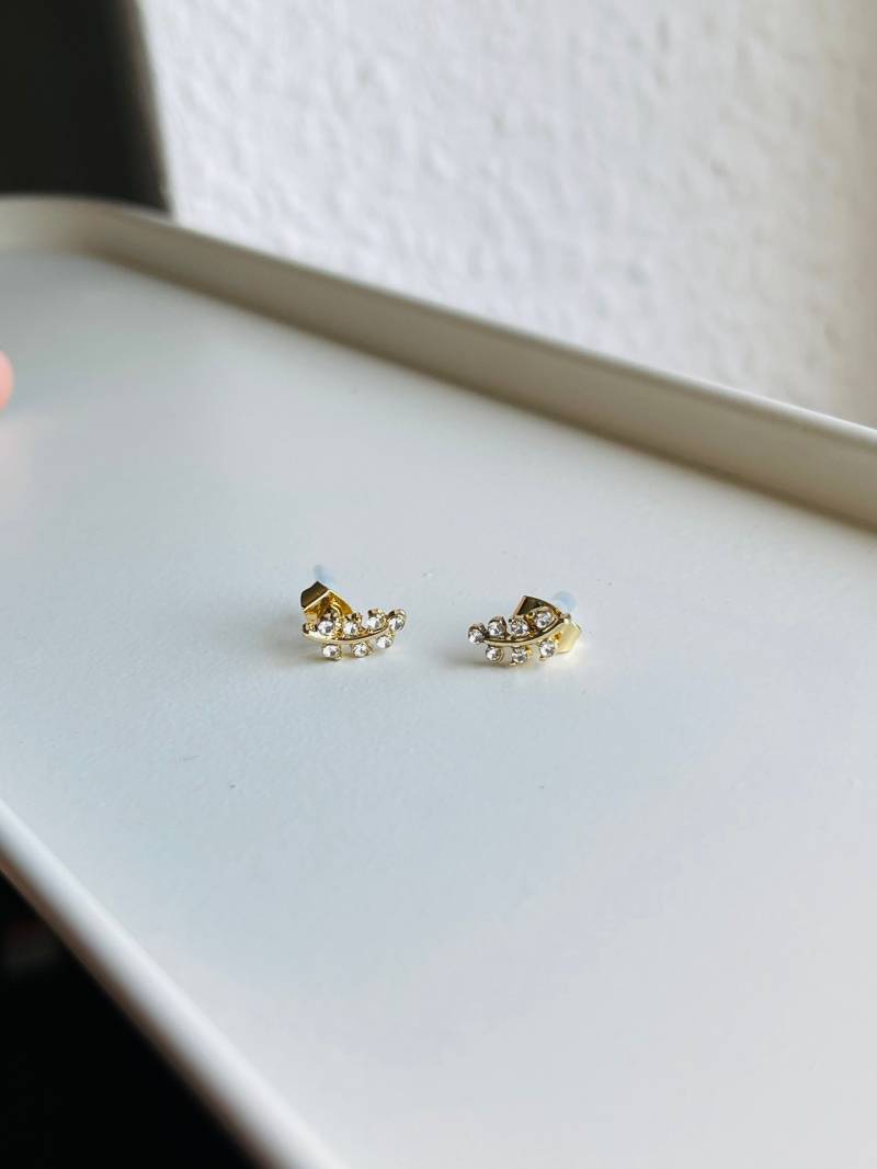 Ohrstecker Gold in Zweigform - Goldene Ast Ohrringe Mit Blättern Natur Pflanze Unweltaktivist von findkind