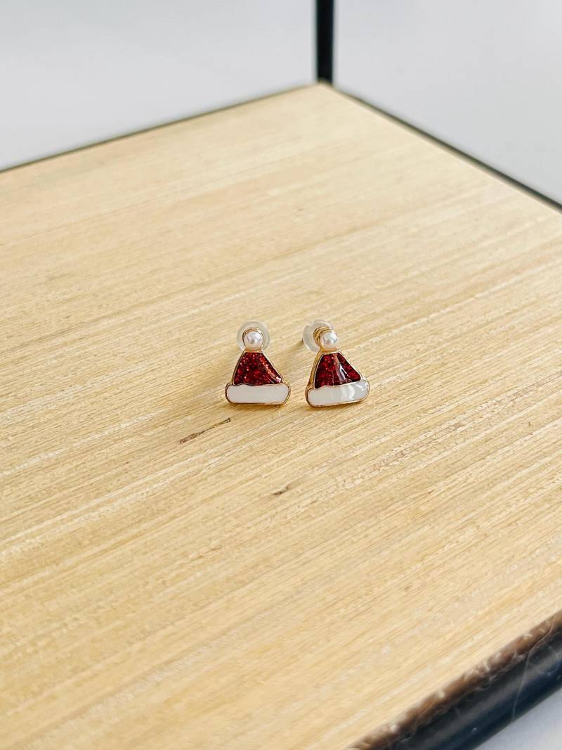 Weihnachtsmann Mütze Ohrstecker Gold - Rot Bommelmütze Mit Perle Weihnachtlicher Ohrschmuck Geschenk Weihnachtsmann Mütze Ohrstecker Gold - Rot Bommelmütze Mit Perle Weihnachtlicher Ohrschmuck Geschenk von findkind