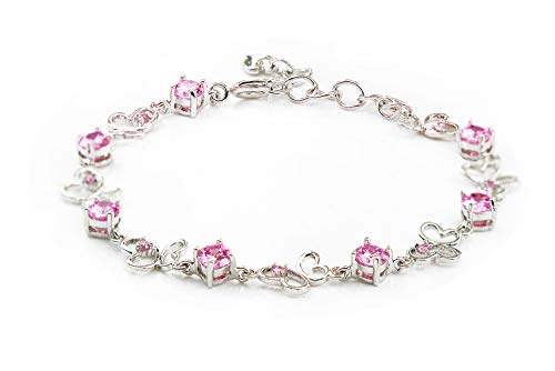 Baobei Kristall Armbänder 18 Karat Weißgold Platinbeschichtung Silber Amethyst rot Gelb Blau Geburtsstein Kristall Herz Armband für Frauen Mädchen mit Schmuckschatulle (f1815) von Findout