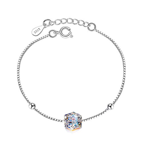 findout Damen 925 Sterling Silber Magic Square Kristall Fußkettchen, für Damen Mädchen (f1808) von Kaguyo