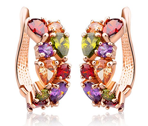 findout Damen rosé vergoldet CZ Ohrringe österreichischen Kristall, für Frauen Mädchen (f1627) von Kaguyo