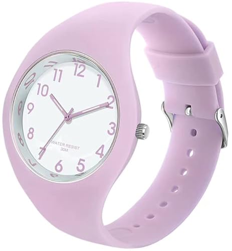 Armbanduhr Damen Analog Quarz Damenuhr mit Silikonarmband Sportuhr Frauen Kinderuhr für Mädchen Jungen Candy Farbe Watch Unisex Uhren Einfach von findtime