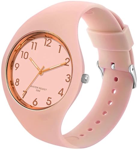 Armbanduhr Damen Analog Quarz Damenuhr mit Silikonarmband Sportuhr Frauen Kinderuhr für Mädchen Jungen Candy Farbe Watch Unisex Uhren Einfach von findtime