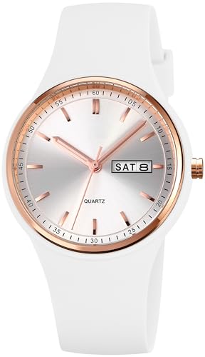 Armbanduhr Damen Kinder Uhr Teenager Mädchen Buntfarbig Sport Analog Quarz Uhr Minimalistische Damenuhr mit Silikonarmband Datum Wochentag Modisch von findtime